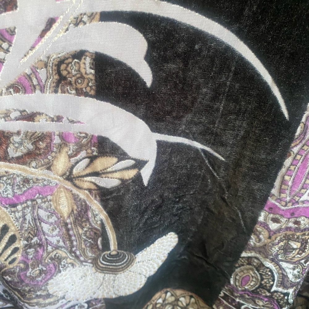 Chicos Burn-out‎ Velvet Kimono O/S Abstract Floral Colorful Boho Art To Wear - Picture 12 of 12